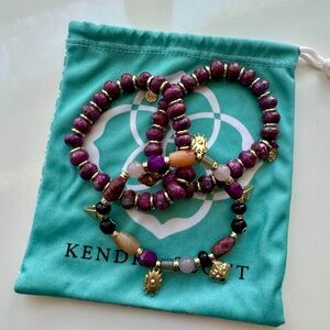 RARE! Set of 3 Kendra Scott Bracelets w Dust Bag Rebecca & Shiva Purple